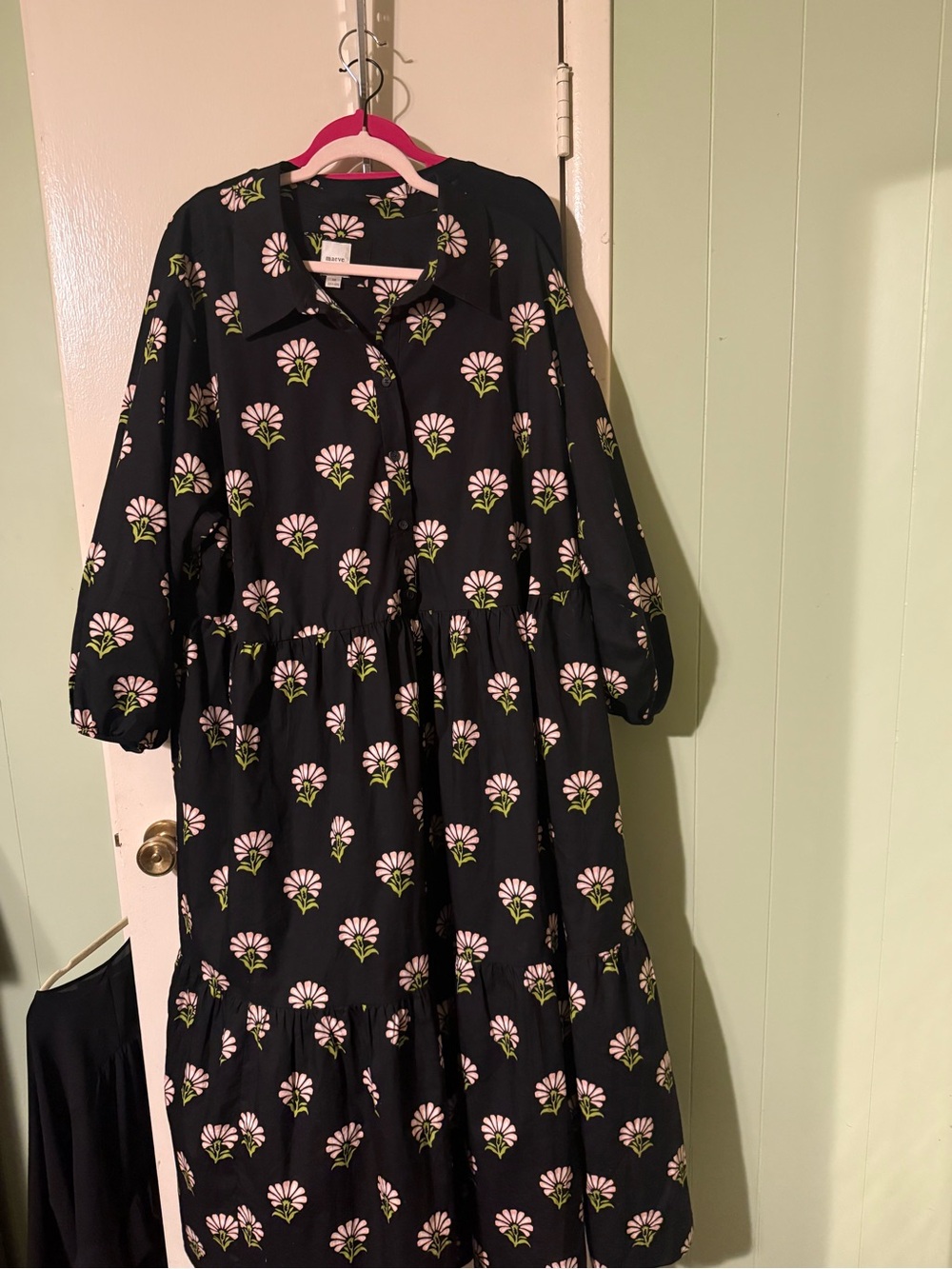 Maeve by Anthropologie Black 3/4 Sleeve Floral Midi Dress - Picture 9 of 14